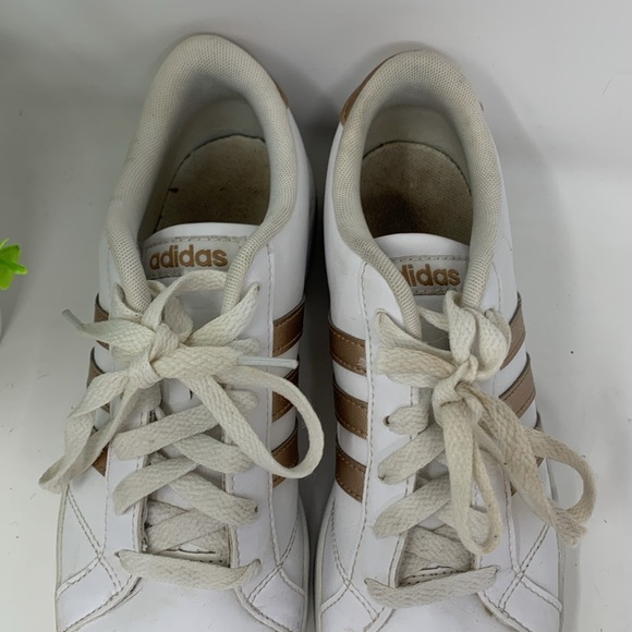 Adidas Originals Leather White/Rose Gold 3 Stripe Superstar Sneakers Womens 4.5 - Picture 4 of 9